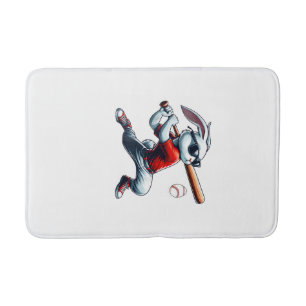 Kids Boys Happy Easter Bunny Playing Baseball East Bath Mat