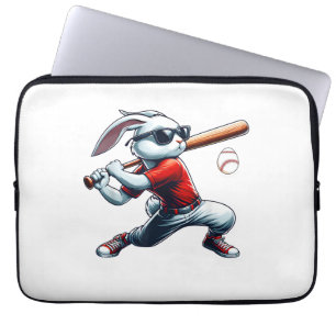 Kids Boys Happy Easter Bunny Playing Baseball East Laptop Sleeve