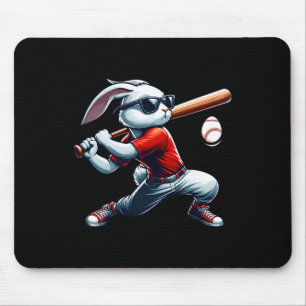 Kids Boys Happy Easter Bunny Playing Baseball East Mouse Mat