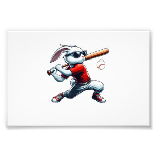 Kids Boys Happy Easter Bunny Playing Baseball East Photo Print
