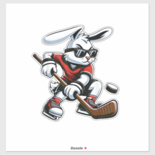 Kids Boys Happy Easter Bunny Playing Hockey Easter