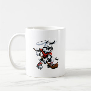Kids Boys Happy Easter Bunny Playing Hockey Easter Coffee Mug