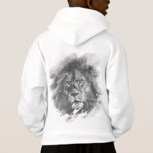 Kids Boys Hoodie Back Print Animal Lion Face