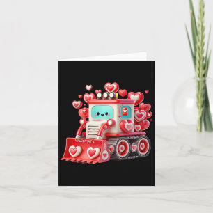 Kids Boys Kawaii Valentine Red Bulldozer - Cute Do Card