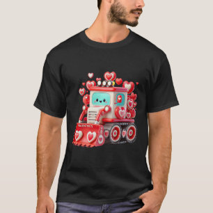 Kids Boys Kawaii Valentine Red Bulldozer - Cute Do T-Shirt