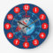 Kids boys learn to tell time blue red space clock