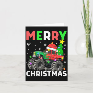 Kids Boys Merry Christmas Monster Truck Santa Hat Card