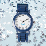 Kids Boys Modern Cool Blue Custom Name Monogram<br><div class="desc">Custom, personalised, kids boys fun cool stylish modern trendy blue silicone strap, plastic case, wrist watch. Simply type in the name. Go ahead create a wonderful, custom watch for the lil boy in your life - son, brother, nephew, grandson, godson, stepson. Makes a great custom gift for birthday, graduation, christmas,...</div>