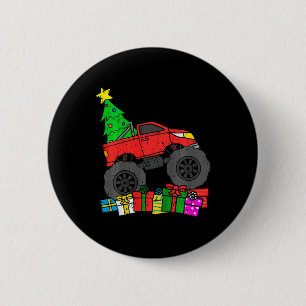 Kids Boys Monster Truck Christmas Tree Toddler 6 Cm Round Badge
