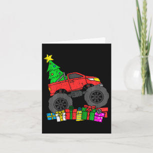 Kids Boys Monster Truck Christmas Tree Toddler  Card