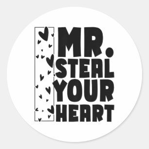 Kids Boys Valentine Shirt Mr Steal Your Heart For Classic Round Sticker