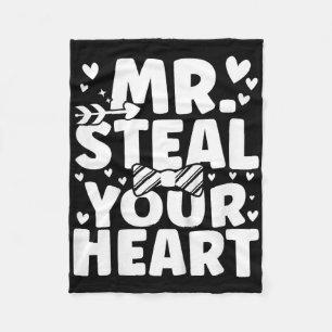 Kids Boys Valentine Shirt Mr Steal Your Heart For  Fleece Blanket