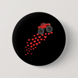 Kids Boys Valentines Day Monster Truck Hearts Todd 6 Cm Round Badge