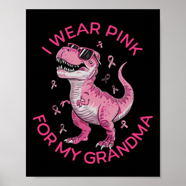 Kids Breast Cancer Awareness I Wear Pink For My Gr Poster (Front)