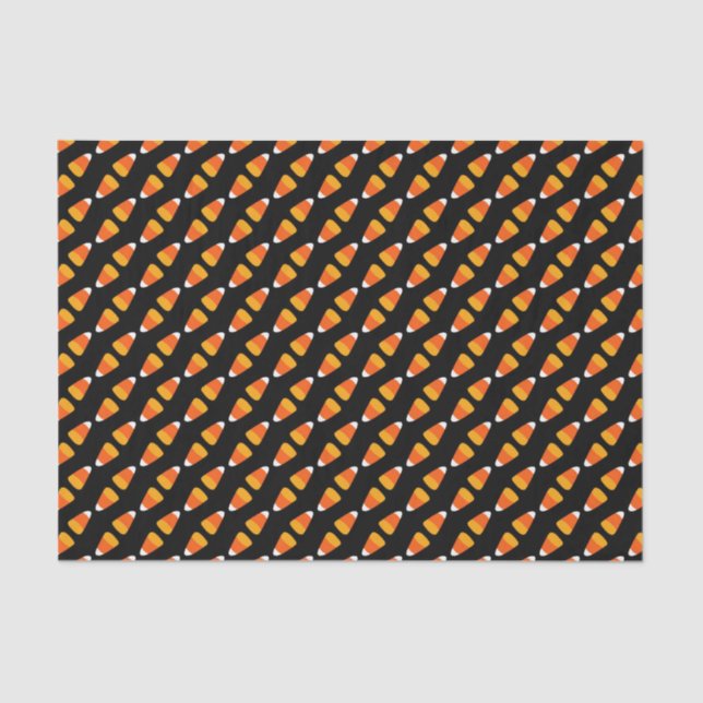Kids Bright Orange Halloween Candy Corn on Black Tissue Paper (Front)