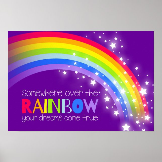 Kids bright rainbow dreams purple sky poster (Front)