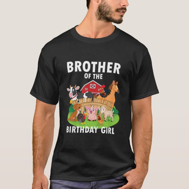 Kids Brother Of The Birthday Girl Farm Animal Matc T-Shirt (Front)