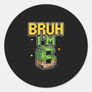 Kids Bruh It' S My Birthday Boys Kids Funny Pixel  Classic Round Sticker