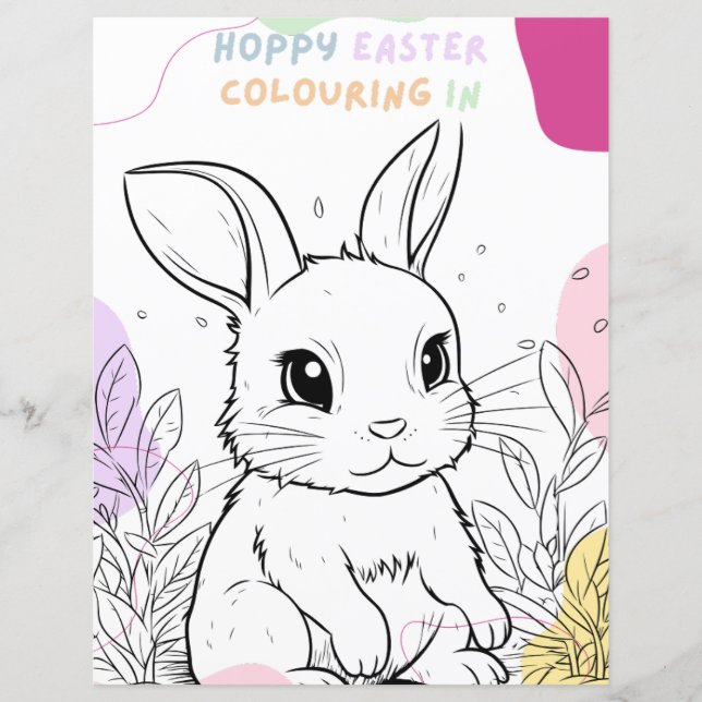 Kids Budget Easter Bunny Colouring In Activity (Front)