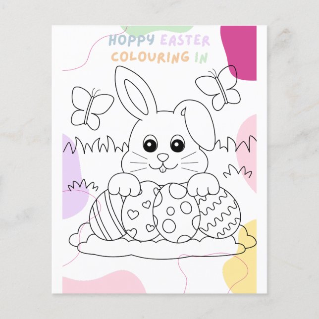 Kids Budget Easter Bunny Colouring In Activity (Front)