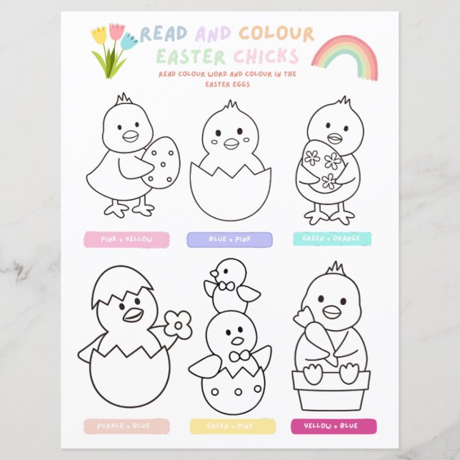 Kids Budget Easter Chick Coloring In Party Game (Front)
