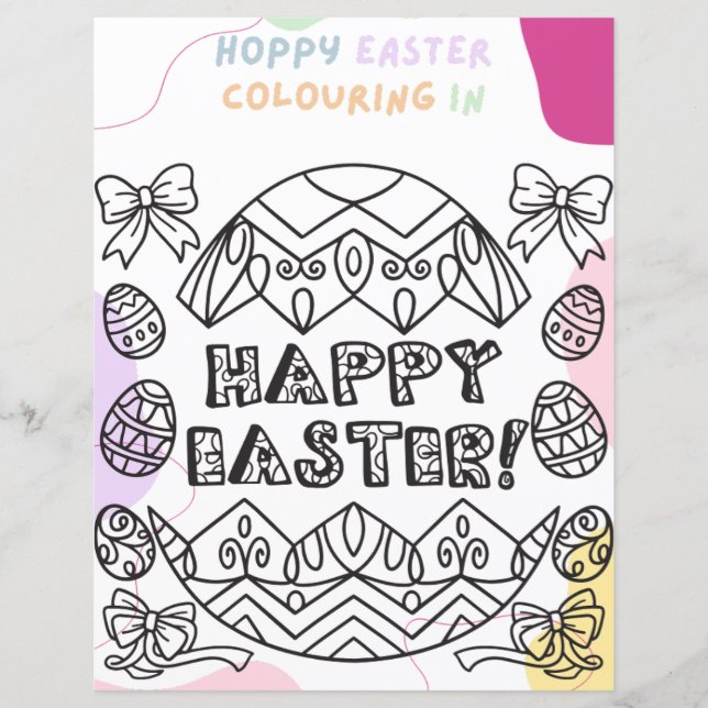 Kids Budget Easter Egg Colouring In Party Activity (Front)