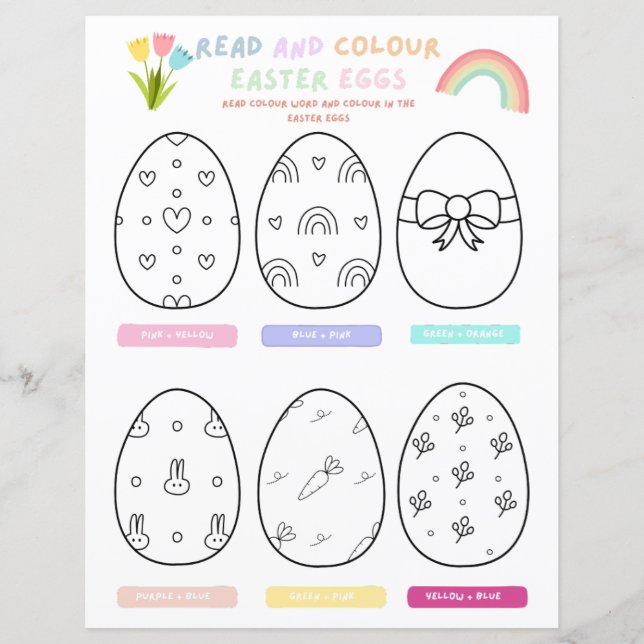 Kids Budget Read and Colour Easter Egg Party Game (Front)
