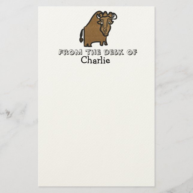Kids buffalo personalised stationary stationery (Front)