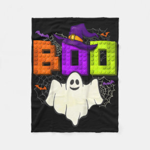 Kids Building Bricks Boo Halloween Ghost Witch Gro Fleece Blanket