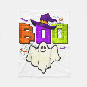 Kids Building Bricks Boo Halloween Ghost Witch Gro Fleece Blanket