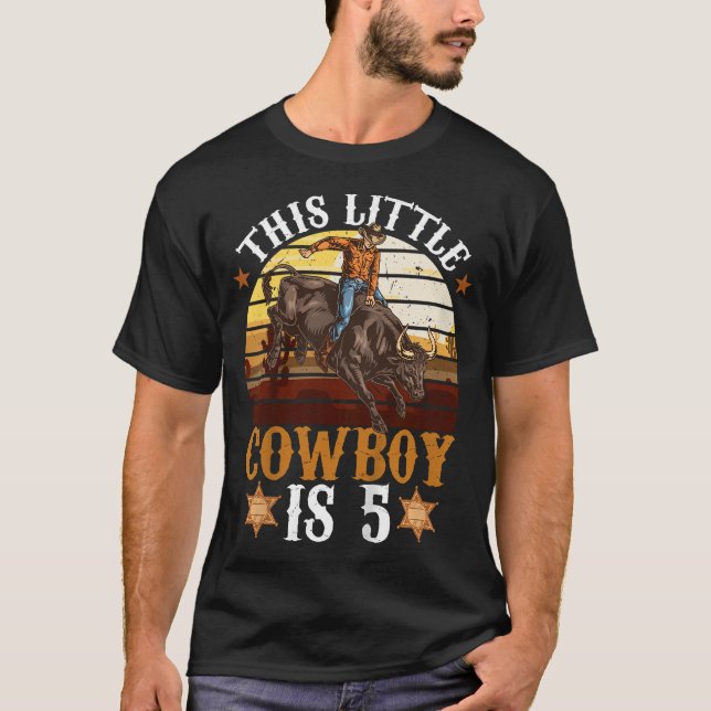 Kids Bull Riding 5Th Birthday 5 Years Old  T-Shirt (Front)