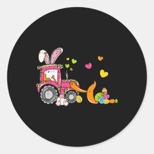 Kids Bulldozer Easter Bunny Eggs Cute Truck Boys T Classic Round Sticker