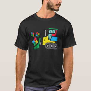 Kids Bulldozer Puzzle Autism Awareness Constructio T-Shirt