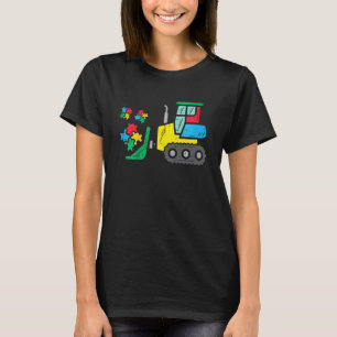 Kids Bulldozer Puzzle Autism Awareness Constructio T-Shirt