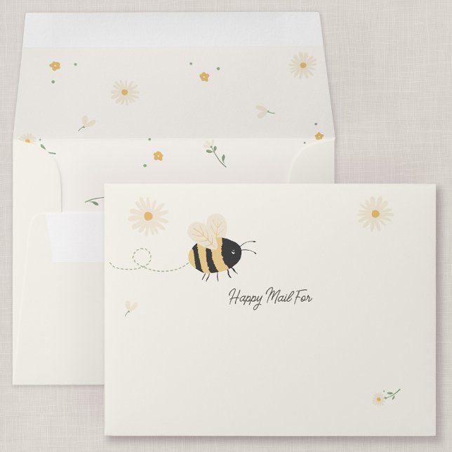Kids Bumble Bee Happy Mail Personalised Envelope (Wildflower Flight - A2 Honey Bee Happy Mail Envelope)