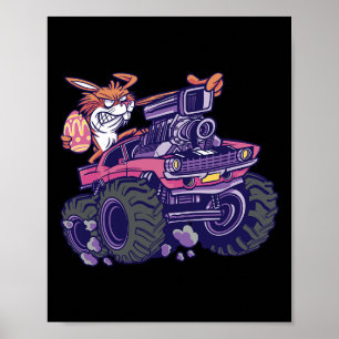 Kids Bunny Happy Easter Monster Truck Lovers Kids  Poster