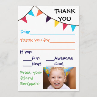Kid's Bunting Custom Thank You Cards