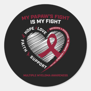 Kids Burgundy Blood Cancer Papaw Multiple Myeloma Classic Round Sticker