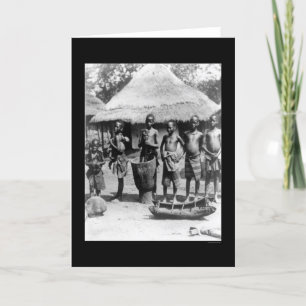 Kids By a Thatched Roof House in East Africa 1903 Card