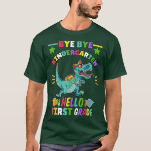Kids Bye Bye Kindergarten Hello 1st Grade Dinosaur T-Shirt