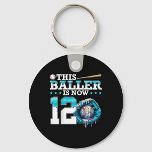 Kids Bysebyll Drip 12th Birthday Party Sport Fan B Key Ring