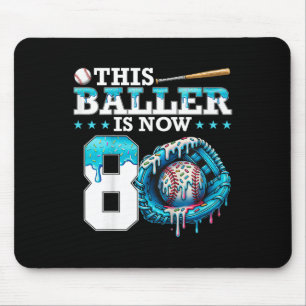 Kids Bysebyll Drip 8th Birthday Party Sport Fan Bo Mouse Mat