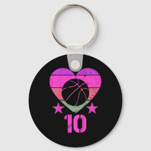 Kids Bysketbyll Birthday 10 Year Old Boy Girl Tent Key Ring
