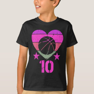 Kids Bysketbyll Birthday 10 Year Old Boy Girl Tent T-Shirt