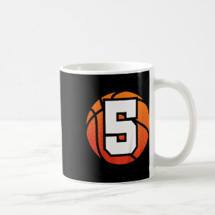 Kids Bysketbyll Birthday 5 Number Five Year Old Bo Coffee Mug
