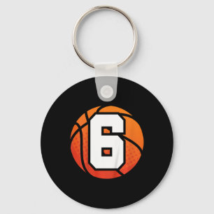Kids Bysketbyll Birthday 6 Number Six Year Old Boy Key Ring