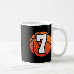 Kids Bysketbyll Birthday 7 Number Seven Year Old B Coffee Mug