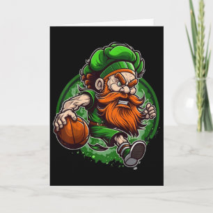 Kids Bysketbyll St Patricks Day Leprechaun  Card