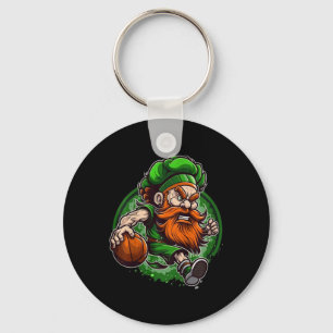 Kids Bysketbyll St Patricks Day Leprechaun Key Ring