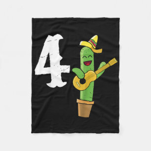 Kids Cactus Lover Mexican 4th Birthday Gift Cinco  Fleece Blanket